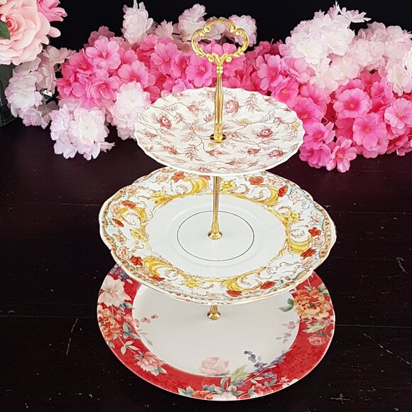 Handmade 3-Tier Cake Stand Mixed Floral Wedding Tea Party Dessert Serving Tray - Picture 4 of 13
